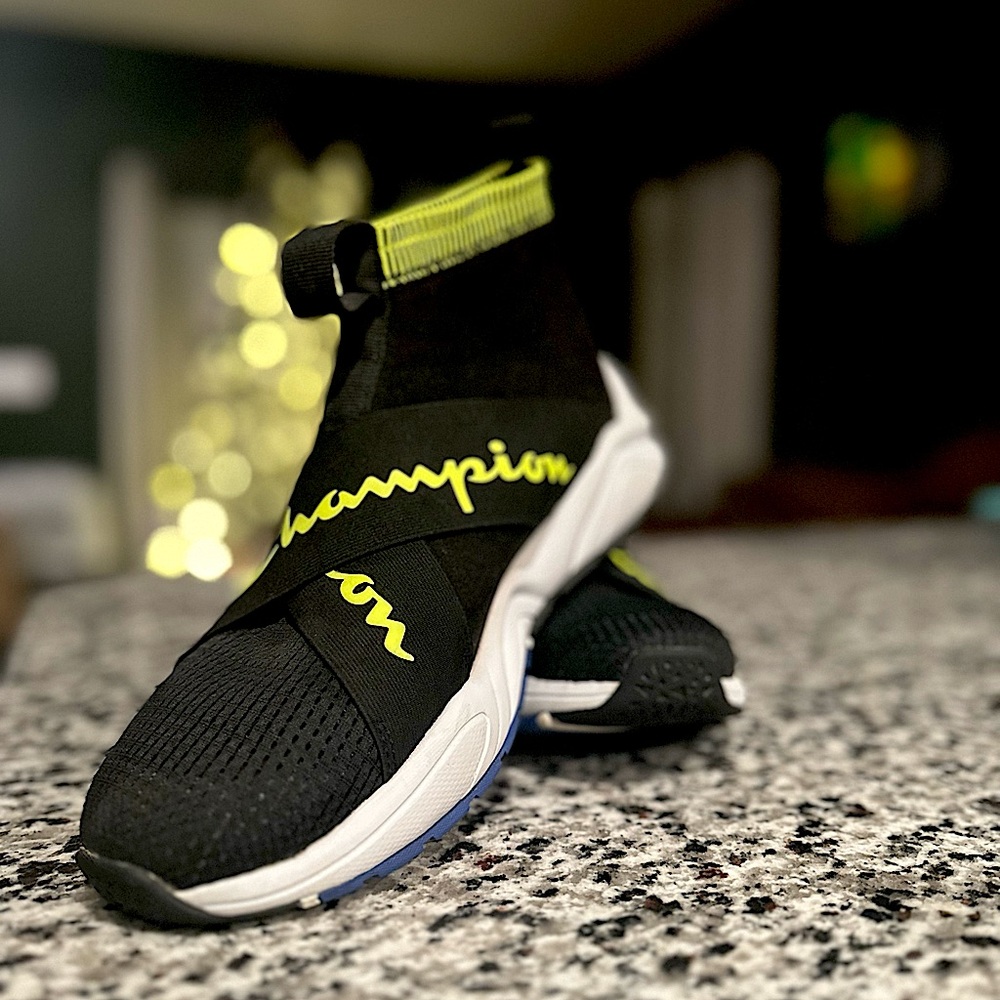 Champion Black and Lime Green Crossover High Top